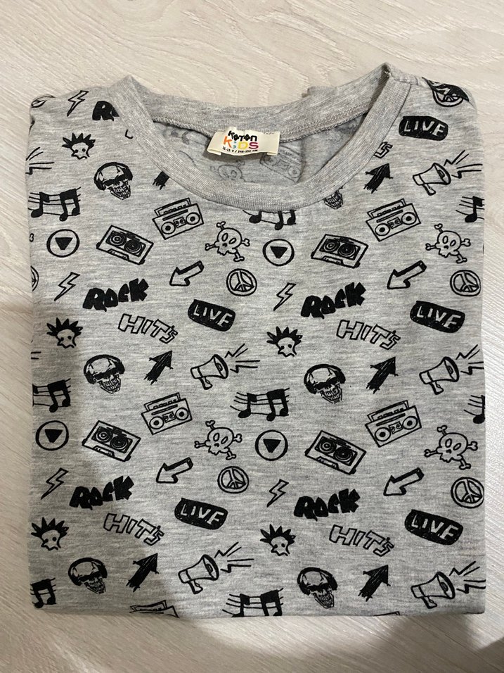 Gri Baskılı Çocuk Tişört - Görsel 3