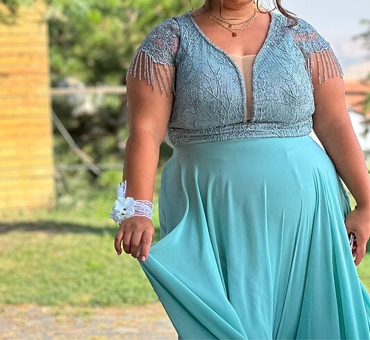 Su yeşili abiye - Görsel 2