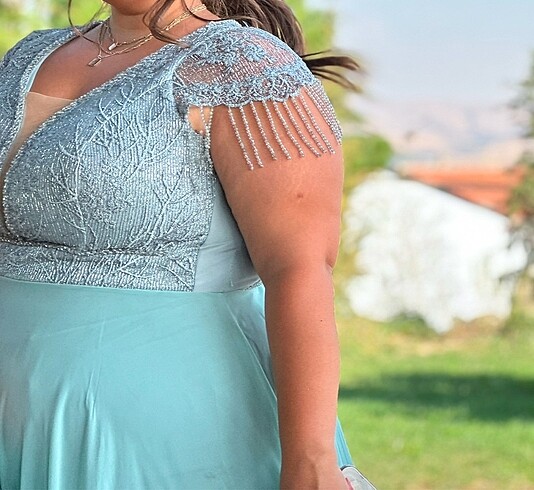 Su yeşili abiye - Görsel 3