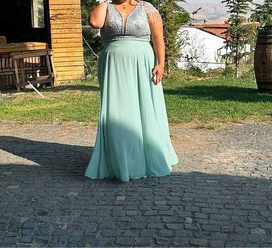 Su yeşili abiye - Görsel 5