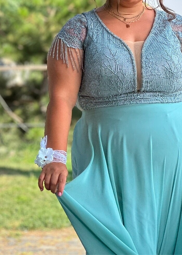 Su yeşili abiye - Görsel 2