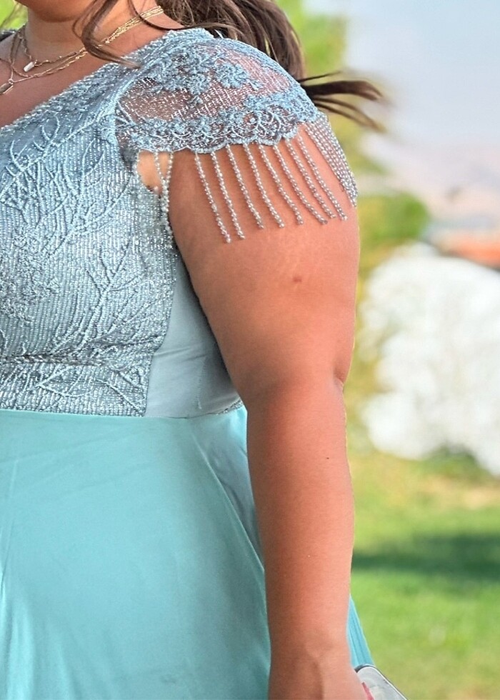 Su yeşili abiye - Görsel 3