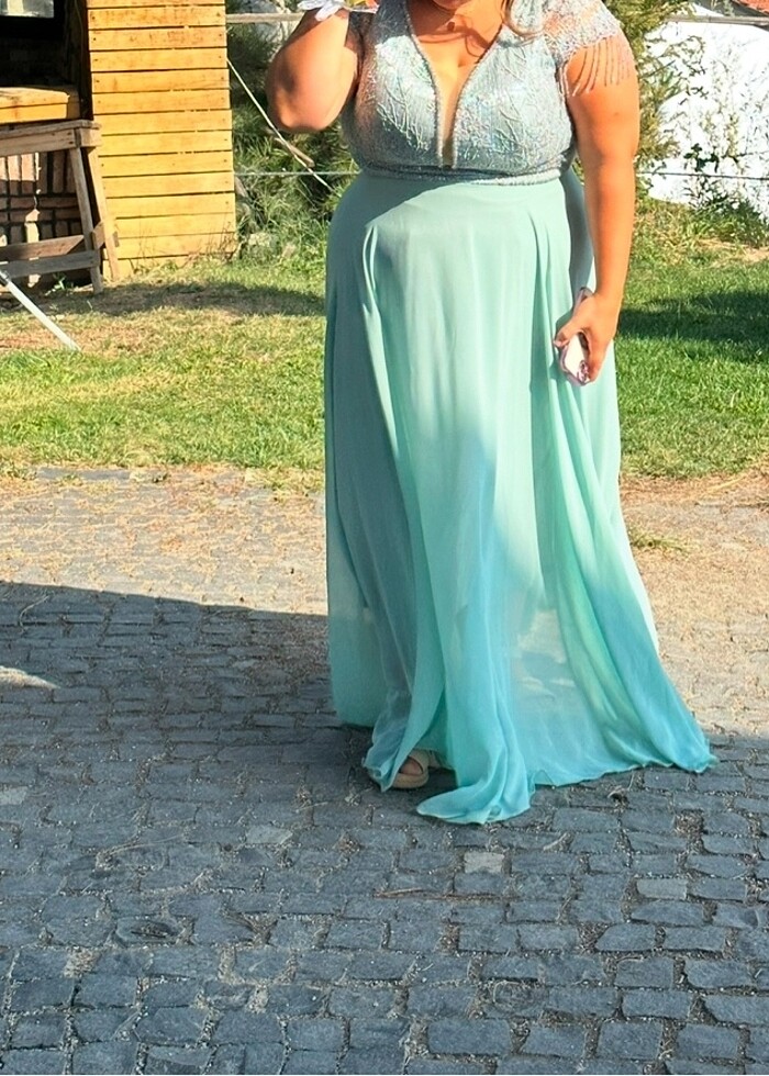 Su yeşili abiye - Görsel 4