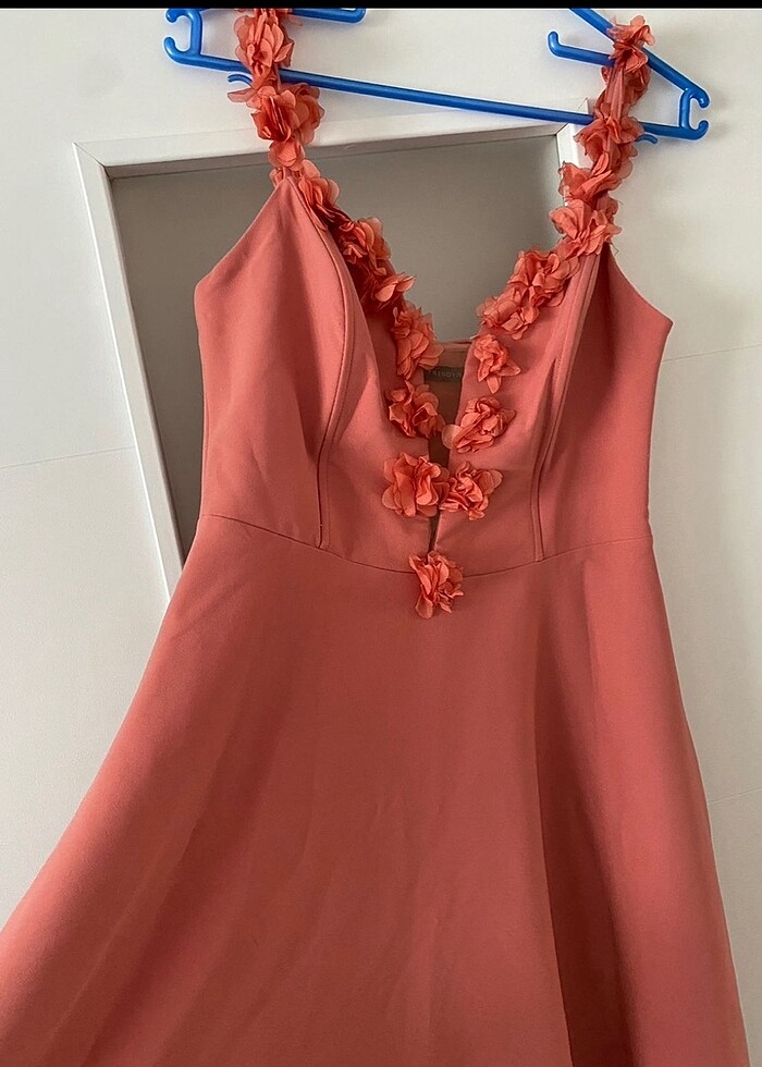 Nar çiçeği midi boy elbise - Görsel 2