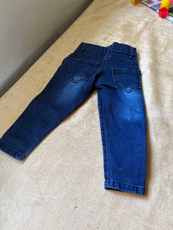 Düğmeli Erkek Çocuk Mavi Denim Pantolon - Görsel 2