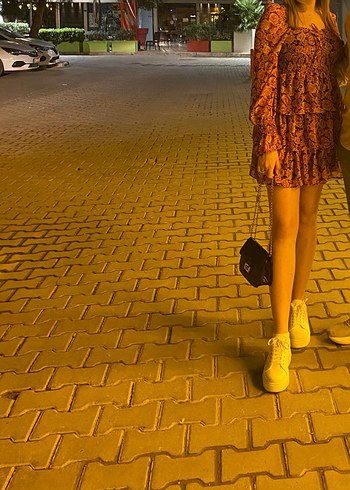 l Beden Pembe V Yaka Bağcıklı Bohem Elbise