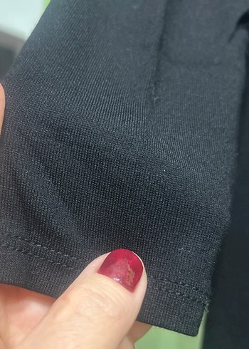 34 Beden Siyah Uzun Kollu Keten Elbise