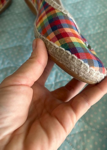 Renkli Kareli Kadın Dolgu Topuk Espadril - Görsel 4