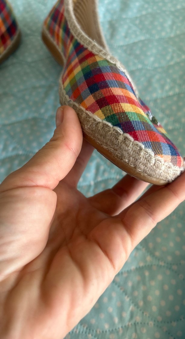 Renkli Kareli Kadın Dolgu Topuk Espadril - Görsel 4