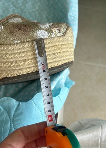 Altın Rengi pul Detaylı Dolgu Topuk Kadın Babet - Görsel 6