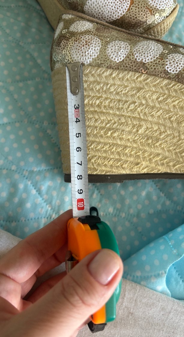 Altın Rengi pul Detaylı Dolgu Topuk Kadın Babet - Görsel 5