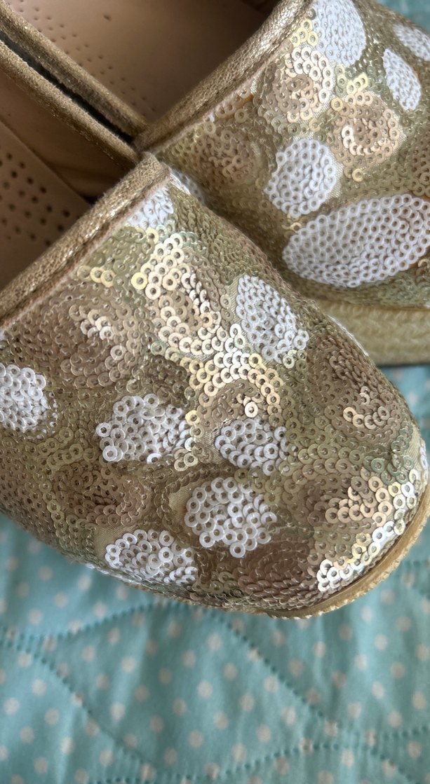 Altın Rengi pul Detaylı Dolgu Topuk Kadın Babet - Görsel 4