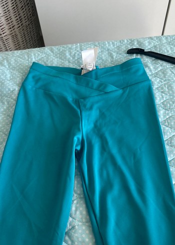 Beli Kemerli Turkuaz Spor Tayt - Görsel 4