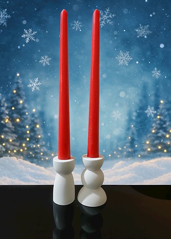 beyaz mumluk uzun kırmızı ya da yeşil mumları - Görsel 2