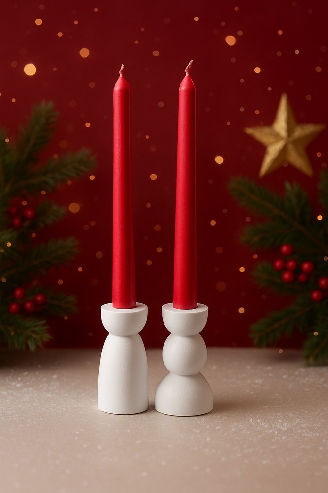 beyaz mumluk uzun kırmızı ya da yeşil mumları - Görsel 3