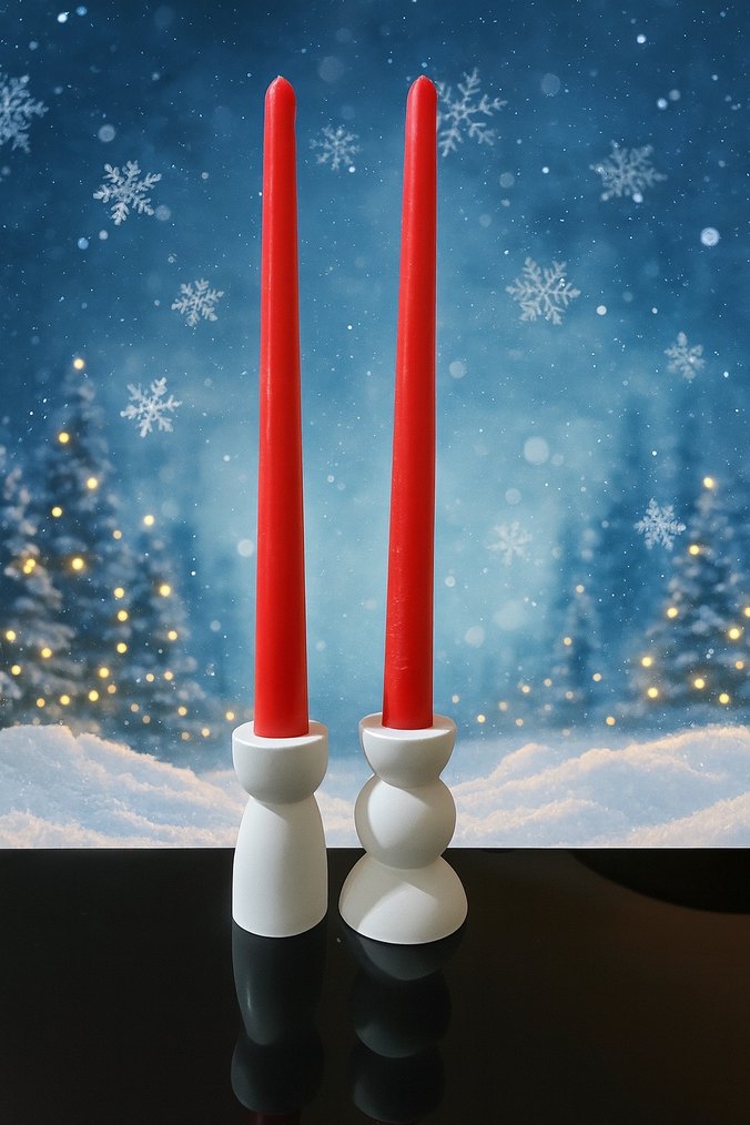 beyaz mumluk uzun kırmızı ya da yeşil mumları - Görsel 2
