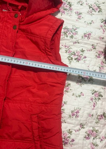 Kapüşonlu Kırmızı çocuk Yelek - Görsel 4