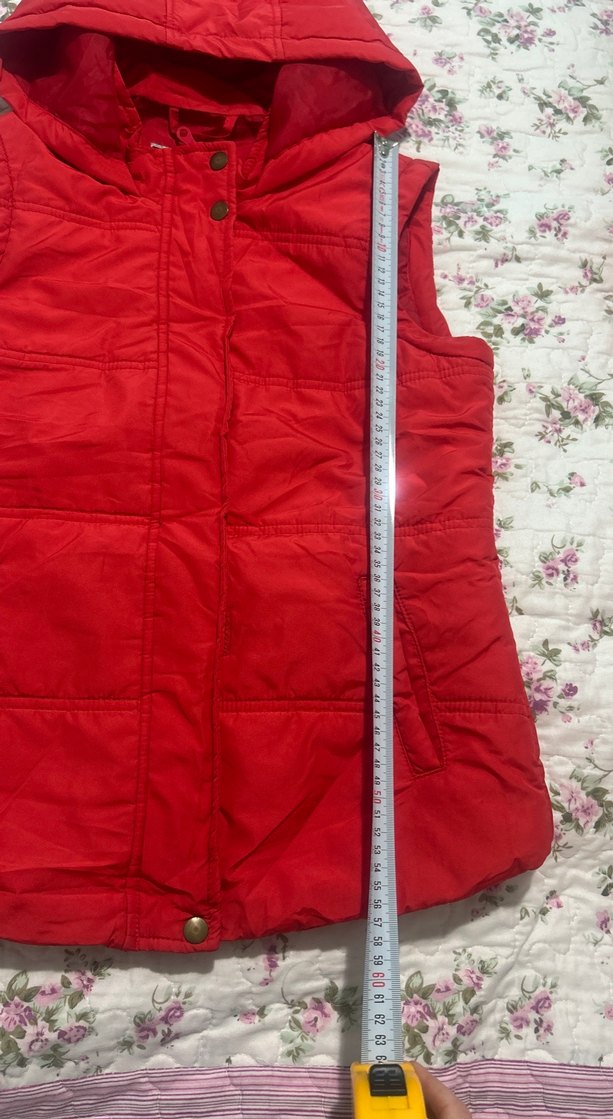 Kapüşonlu Kırmızı çocuk Yelek - Görsel 3