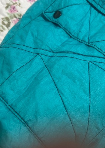 Düğmeli Turkuaz Kadın Midi Mont - Görsel 4