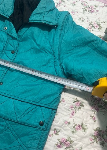 Düğmeli Turkuaz Kadın Midi Mont - Görsel 5