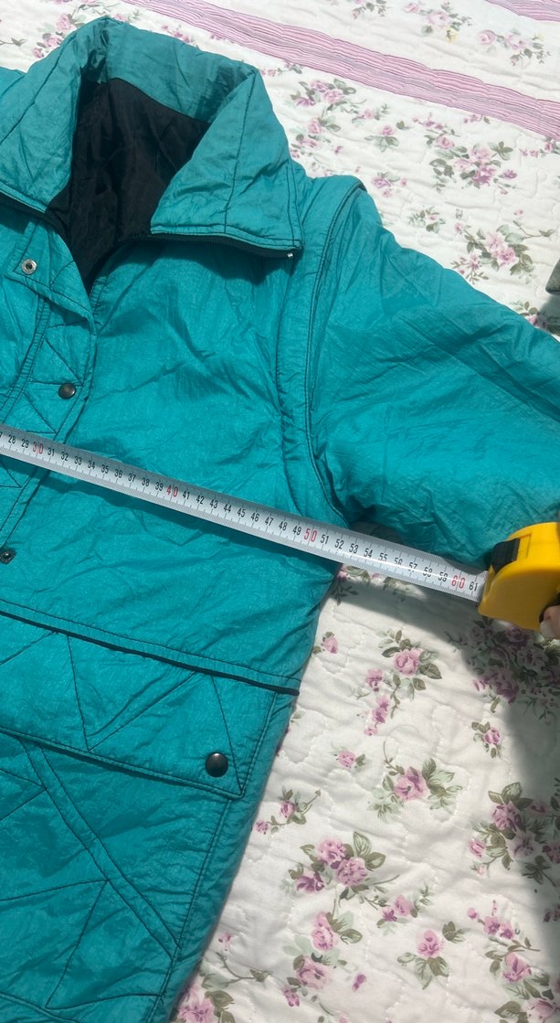 Düğmeli Turkuaz Kadın Midi Mont - Görsel 5