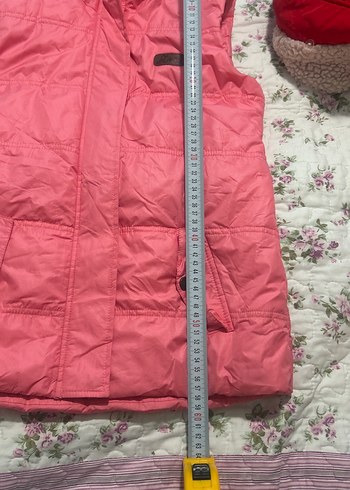 Kız Çocuk Pembe Kapüşonlu Fermuarlı Yelek - Görsel 5