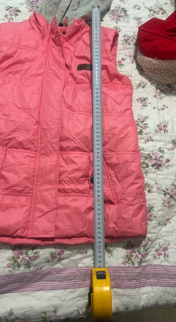 Kız Çocuk Pembe Kapüşonlu Fermuarlı Yelek - Görsel 5