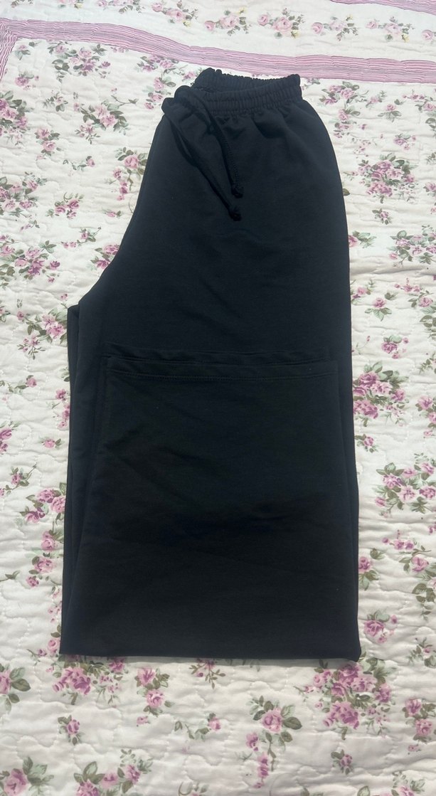 Siyah Kadın Pamuklu Bol Kesim Pantolon - Görsel 2