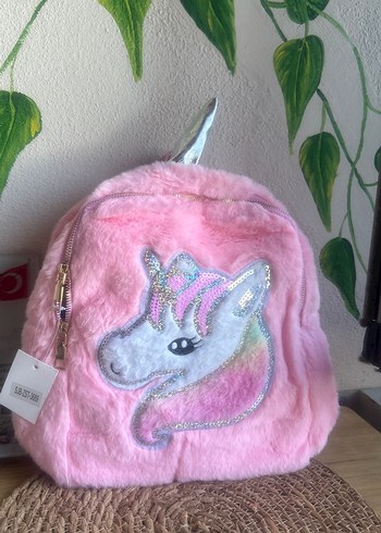 Pembe Peluş Unicorn Çocuk Çantası