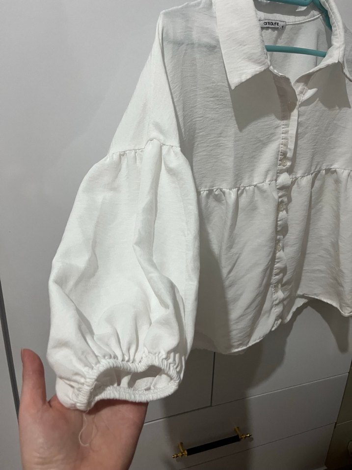 Beyaz pamuklu Düğmeli Gömlek - Görsel 2