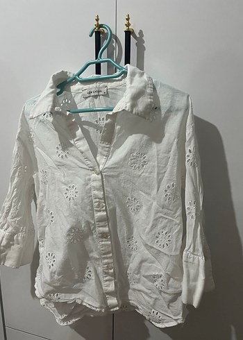 Nakışlı Beyaz Pamuklu Bohem Gömlek - Görsel 2