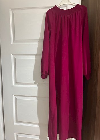 Bordo Uzun Kollu Salaş Kadın Elbise - Görsel 2