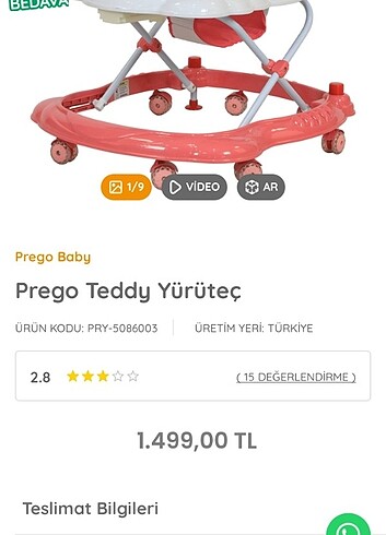  Beden Prego yürüteç
