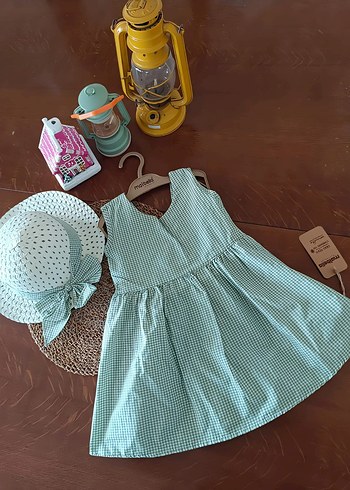 Fiyonklu Turkuaz bohem Kız Çocuk Elbise - Görsel 2