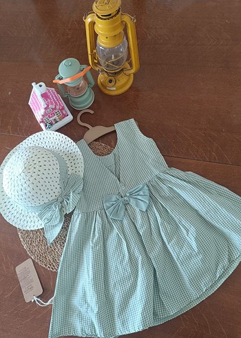 Fiyonklu Turkuaz bohem Kız Çocuk Elbise - Görsel 5