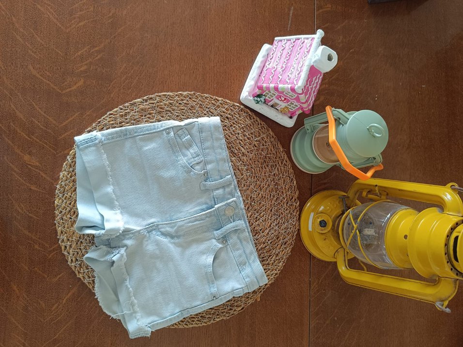 Bohem Tarz Mavi Tie-Dye Mini Kot Şort - Görsel 2