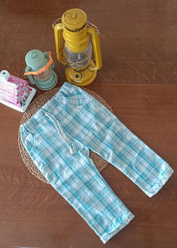 Turkuaz Renkli Kısa Şort ve ekose paltolon - Görsel 5