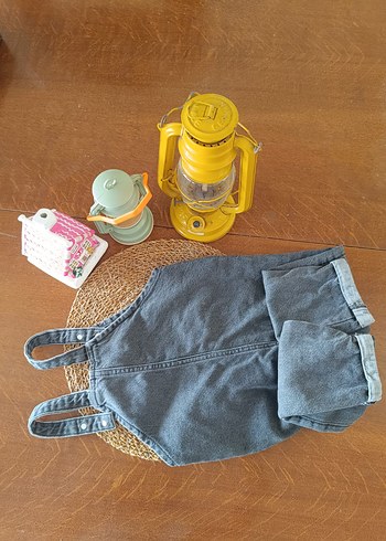 erkek Çocuk Gri Denim Bol Kesim Askılı Tulum - Görsel 3