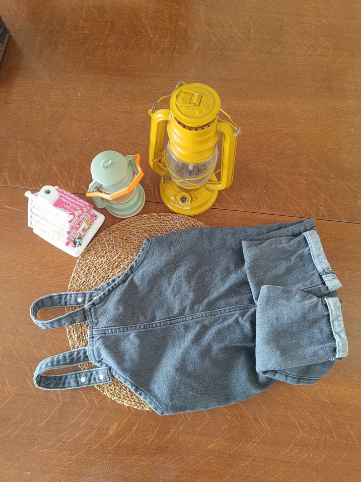 erkek Çocuk Gri Denim Bol Kesim Askılı Tulum - Görsel 3