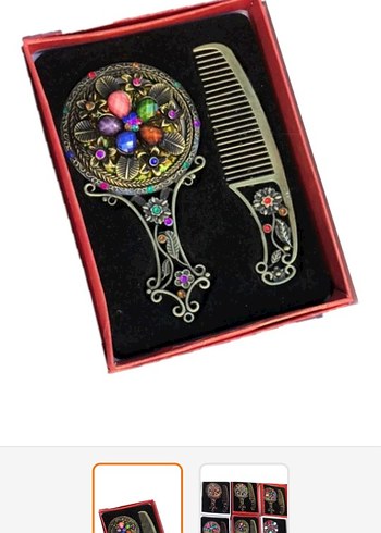 RoseRoi Otantik Desenli Ayna ve Tarak Seti - Görsel 2