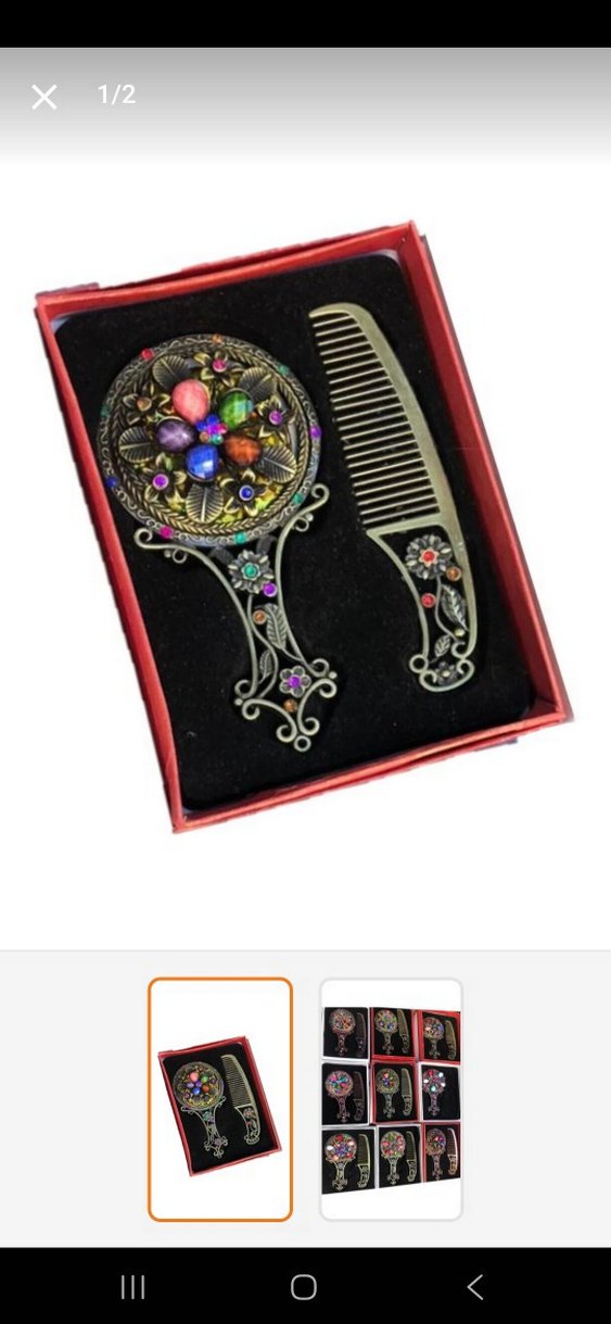 RoseRoi Otantik Desenli Ayna ve Tarak Seti - Görsel 2