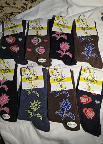 8 çift Nakışlı Yün Çoraplar - Görsel 2