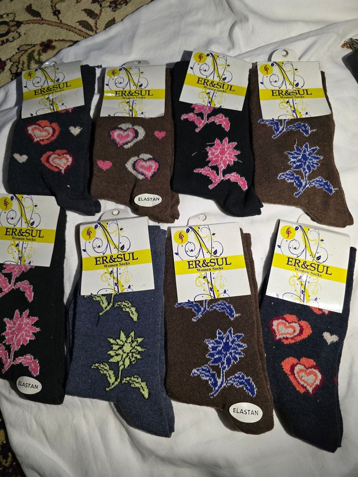 8 çift Nakışlı Yün Çoraplar - Görsel 2