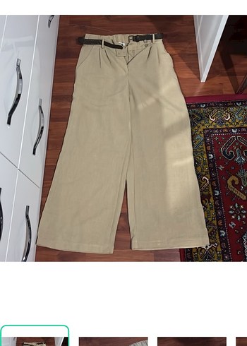 Diğer Bej Genis Paca Keten Pantolon