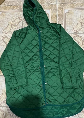 diğer Beden Kadın Yeşil Midi Street Style Mont
