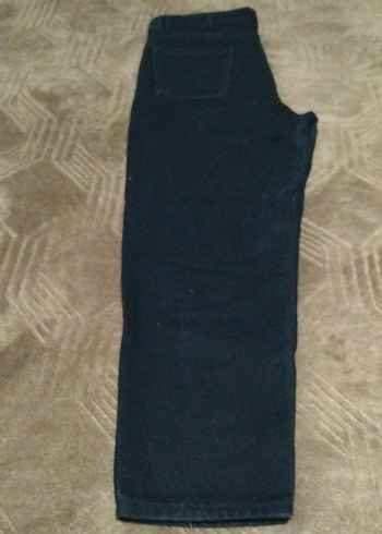 Siyah Bol Kesim Midi Kot Pantolon - Görsel 3