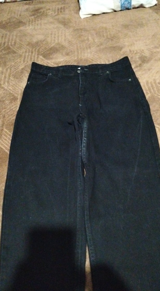 Siyah Bol Kesim Midi Kot Pantolon - Görsel 2