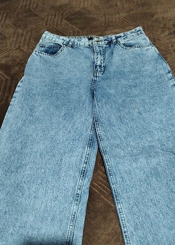 Gri Bol Kesim Midi Denim Kadın Jean - Görsel 2