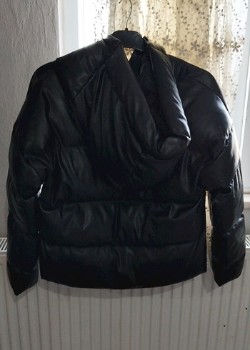 Siyah Deri Fermuarlı Kadın Kışlık Ceket - Görsel 2