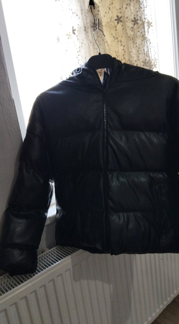 Siyah Deri Fermuarlı Kadın Kışlık Ceket - Görsel 3